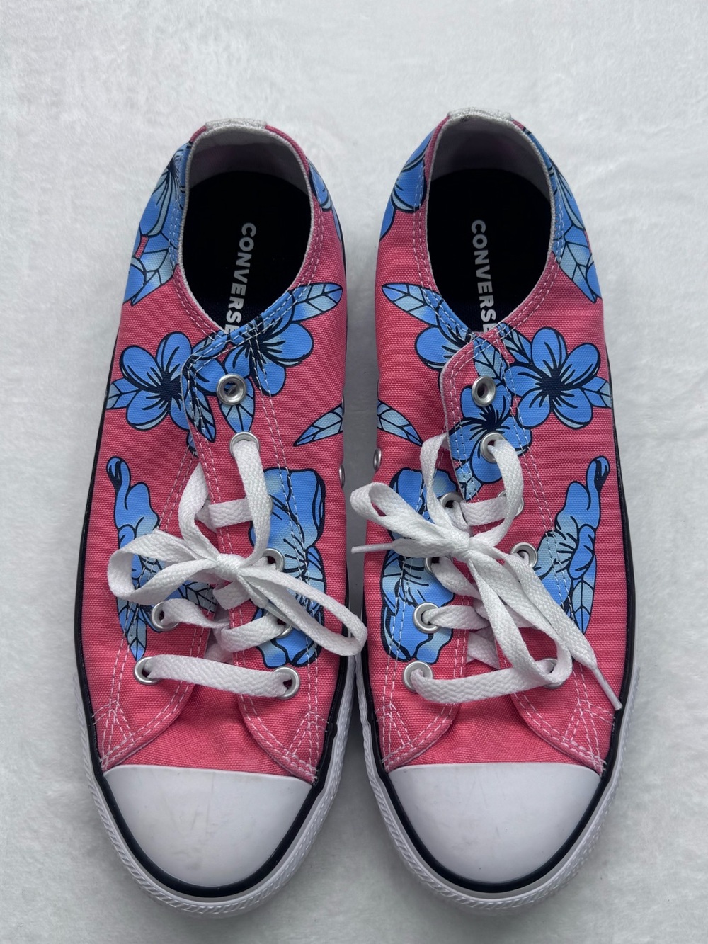 Converse Seasonal Pink Blue Floral Low Top Sneakers Men’s Size 8 - Picture 3 of 8